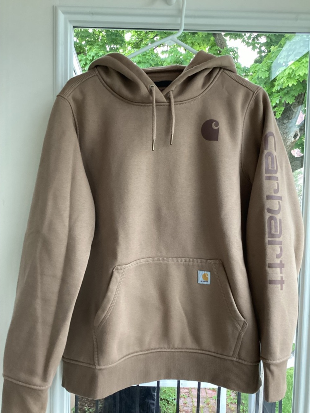 Carhartt Brown Logo Pullover Hoodie with Sleeve Branding